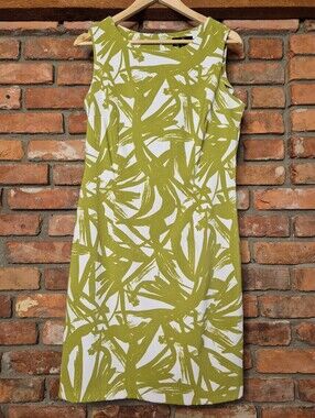 Ronni Nicole Palm Print Sheath Dress Size 10 Resort Tropical Green